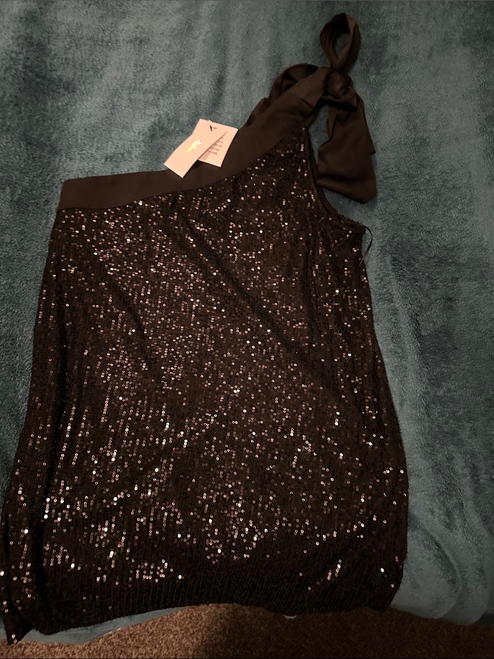 Black Sequin One-Shoulder Dress